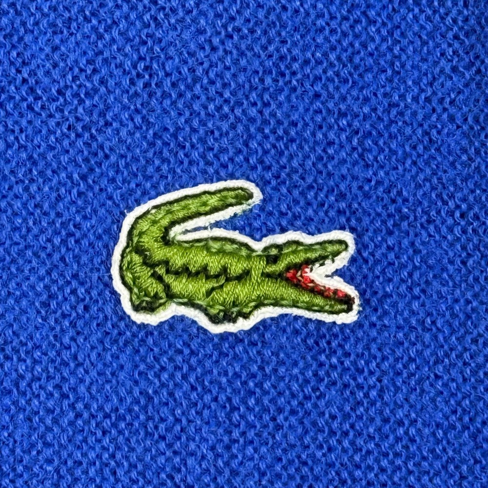 Vintage 80s Izod Lacoste Cardigan Sweater XL Blue Orlon Acrylic V Neck Alligator - Picture 4 of 8